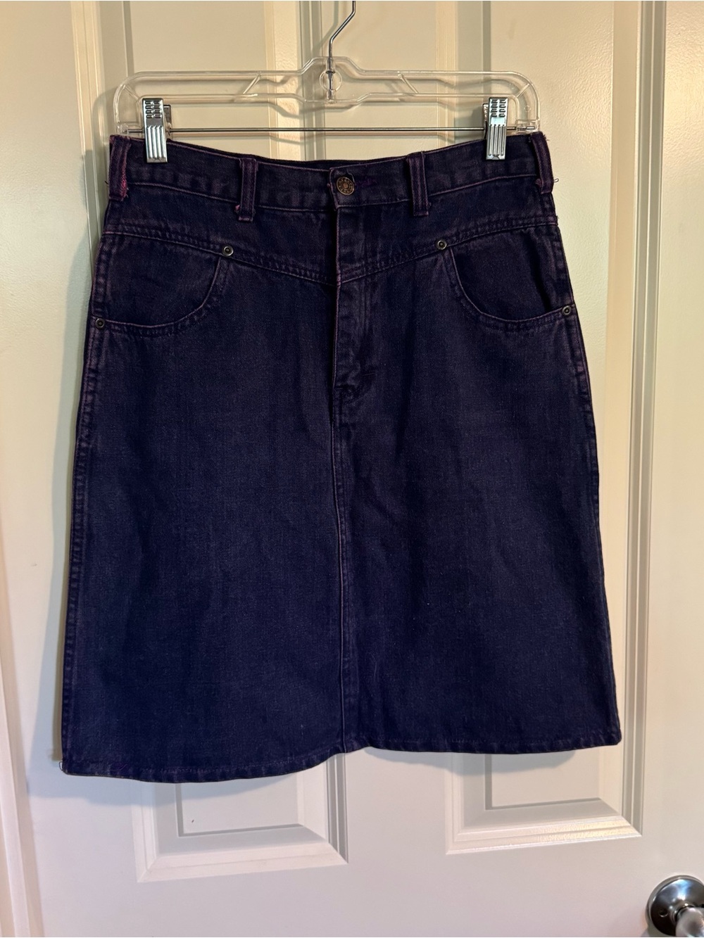 Vintage Dark Indigo Denim Skirt - Classic A-Line
